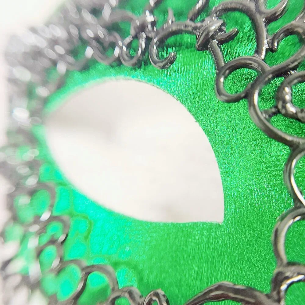 Mens masquerade mask, Black green mask, Venetian mask, Prom mask, 2 in 1 mask